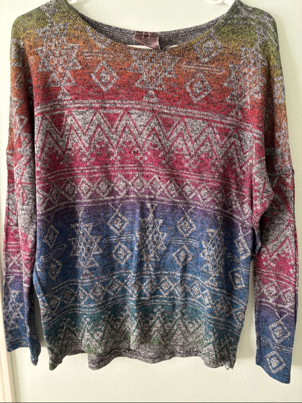🌻5/$20🌻 Boho Ombre Aztec Knit Sweater in Rainbow Hues